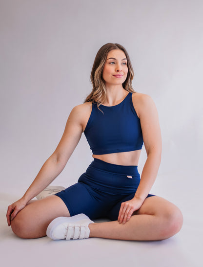 Top racer azul marinho