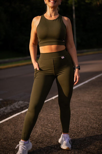 Top RUN verde militar