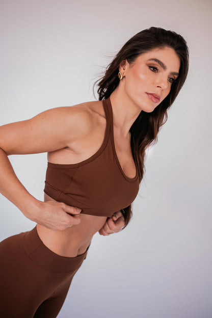 Top frente única coffee