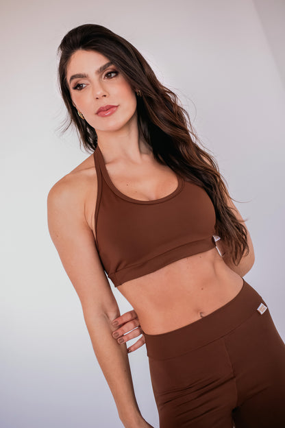 Top frente única coffee